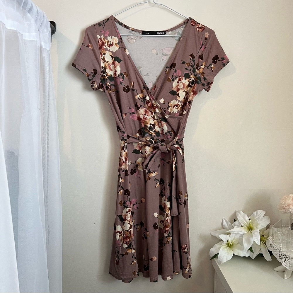 Rebel Sugar Pink Floral Dress With Tie